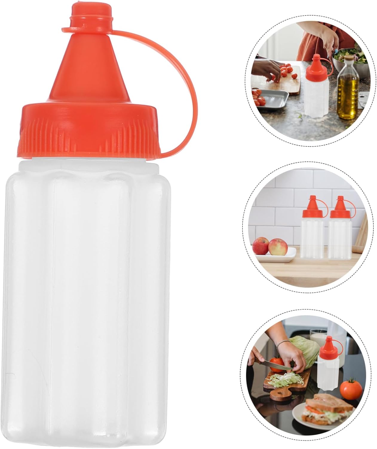 Set of 4 Condiment Squeeze Bottles for Salad Dressing and More