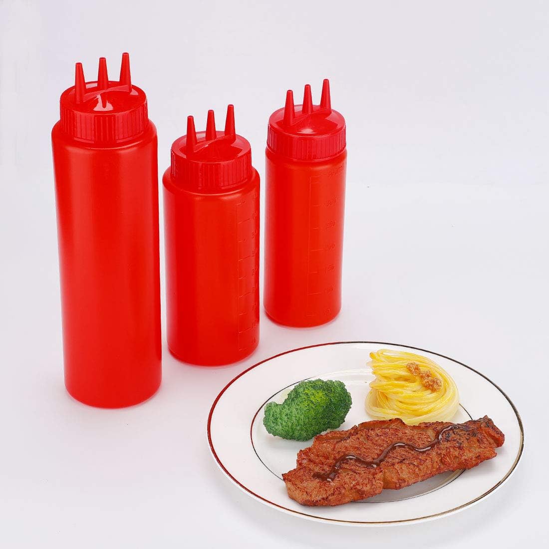 15oz Red Durable Squeeze Bottle Multi-Purpose Kitchen Tool Leak-Proof