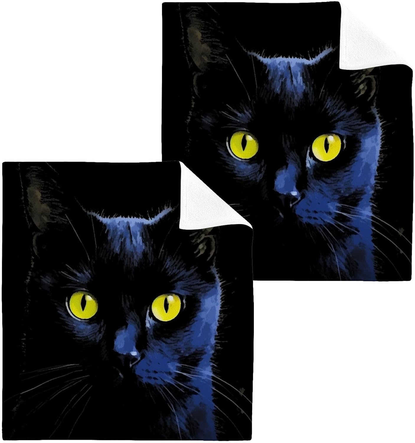 YettasinBin Black Cat Reusable Washcloth Set
