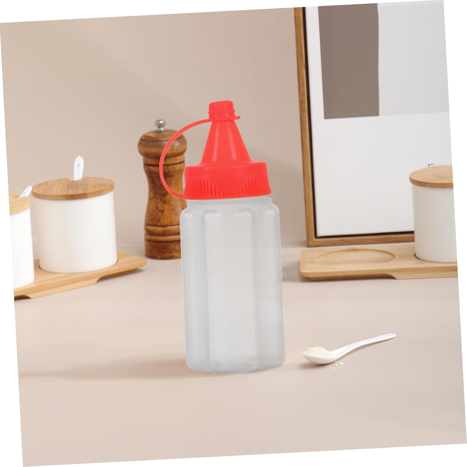 4-Piece Set - Mini Condiment Squeeze Bottles -PP Material - Light Portable