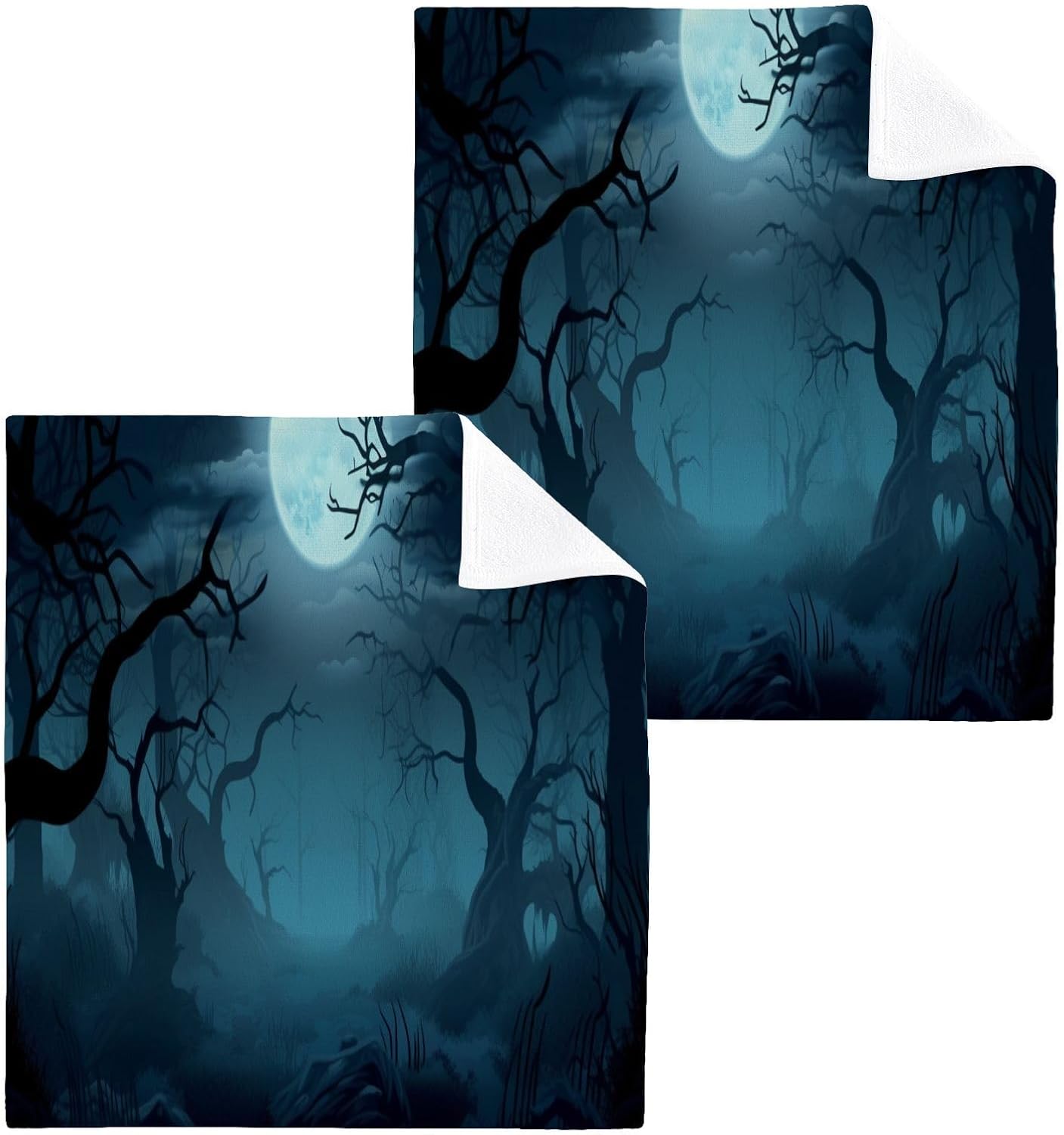 Scary Forest Washcloths 2-Pack Soft Reusable 12x12