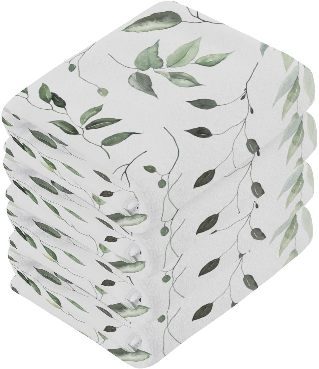 Kigai Green Leaves 12x12 Cotton Washcloth Set for Bathroom More