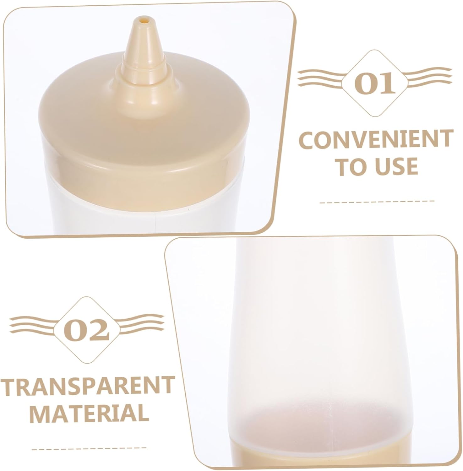 Non-Spill Cream Sauce Bottles by PHENOFICE Easy Squeeze Clean