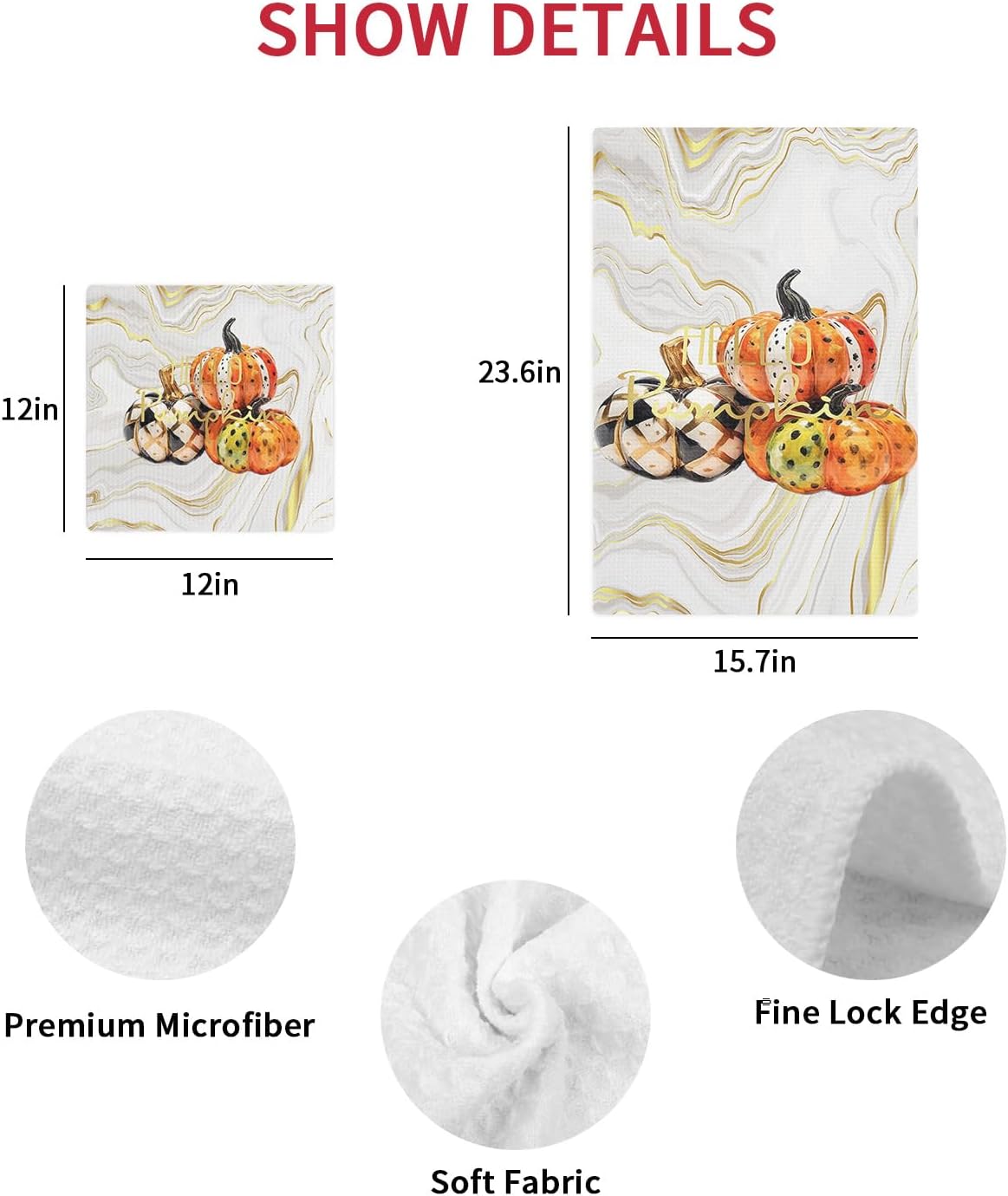 Falaniique Marble Pumpkins Waffle Towel Set of 2