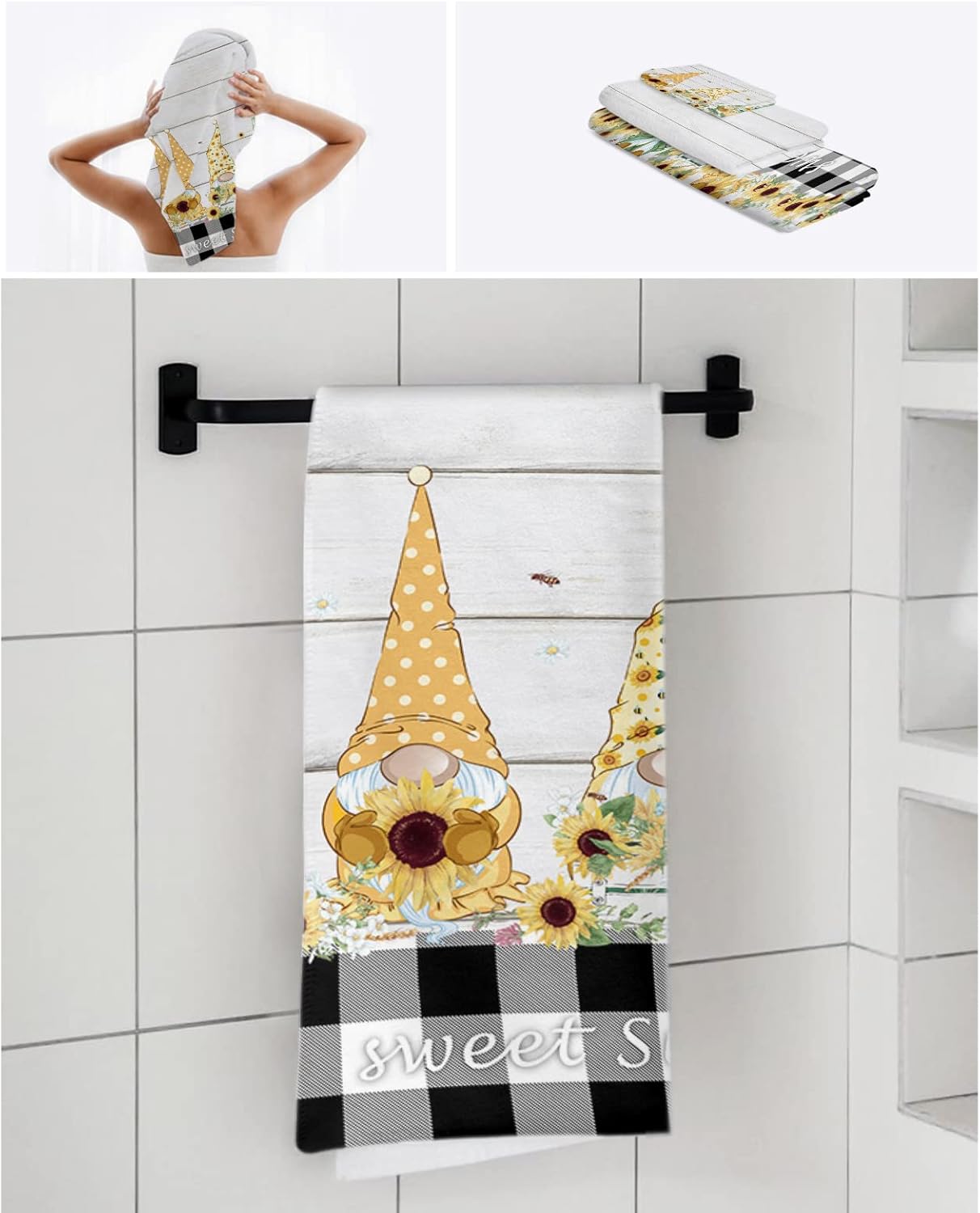 Inspection Gnomes Plaid Towel Set