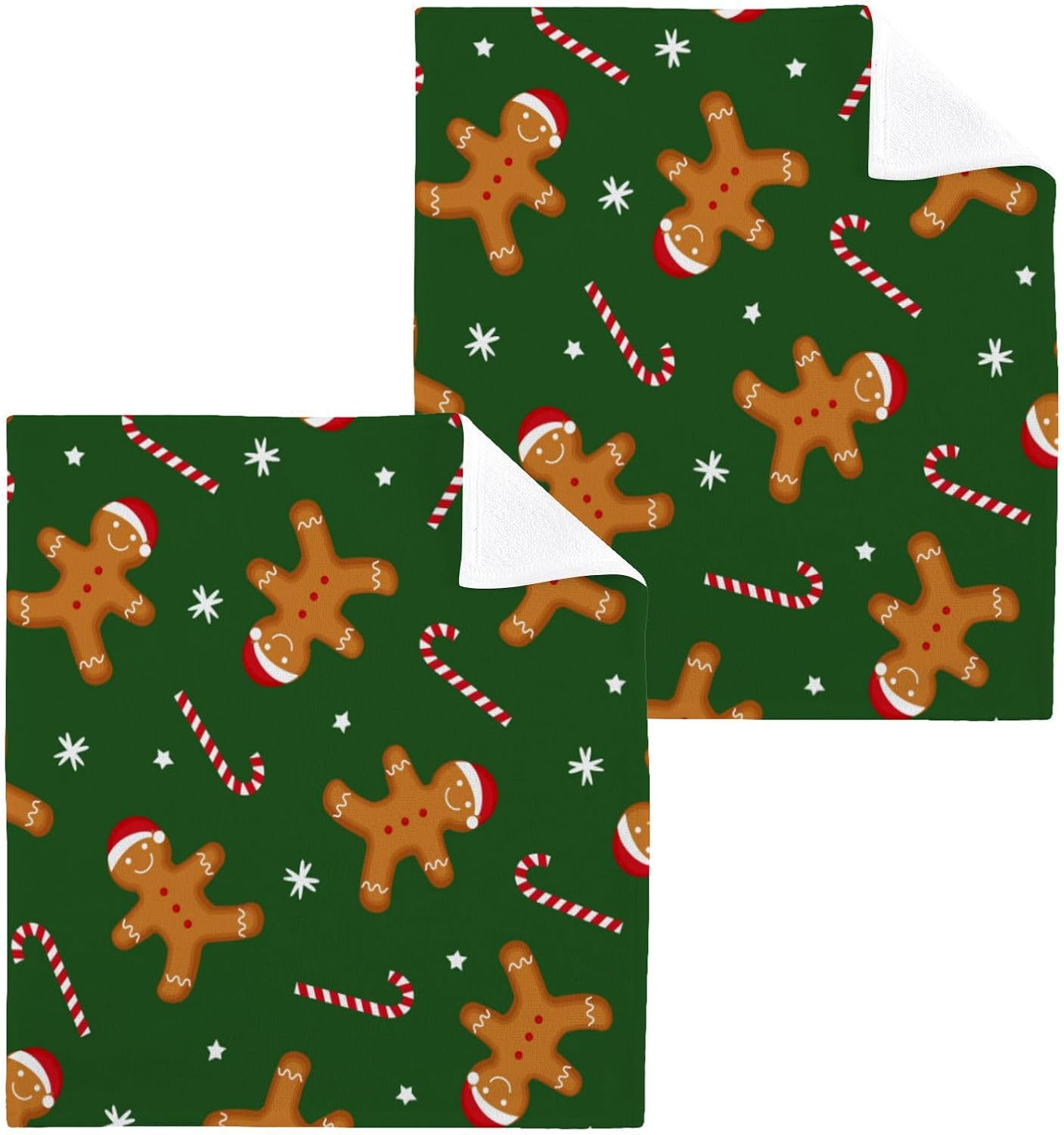 Christmas gingerbread man washcloth 2-pack