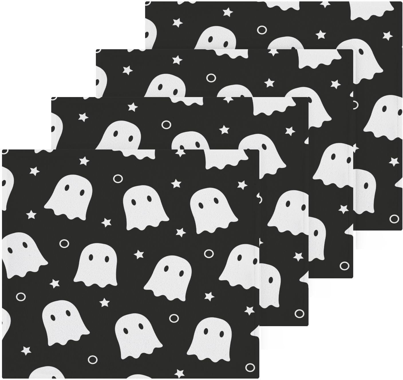 Halloween Ghost Washcloth Set - Spooky Soft Reusable Face Towels