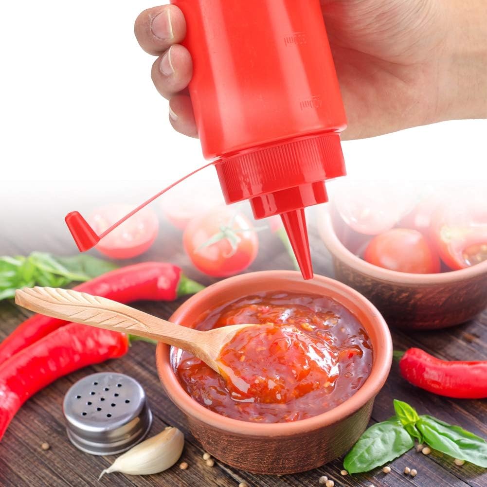 10-Piece 460ml Plastic Squeeze Condiment Bottles Dispense Oil Vinaigrette Crafts Smoothly