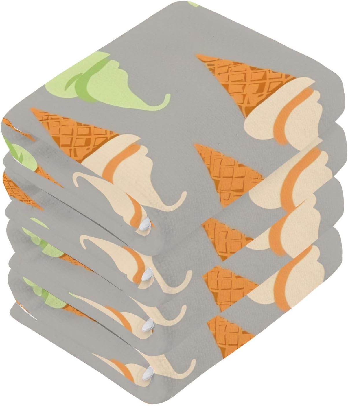 Chunky Ice Cream Cone Washcloth 2-Pack Soft Reusable