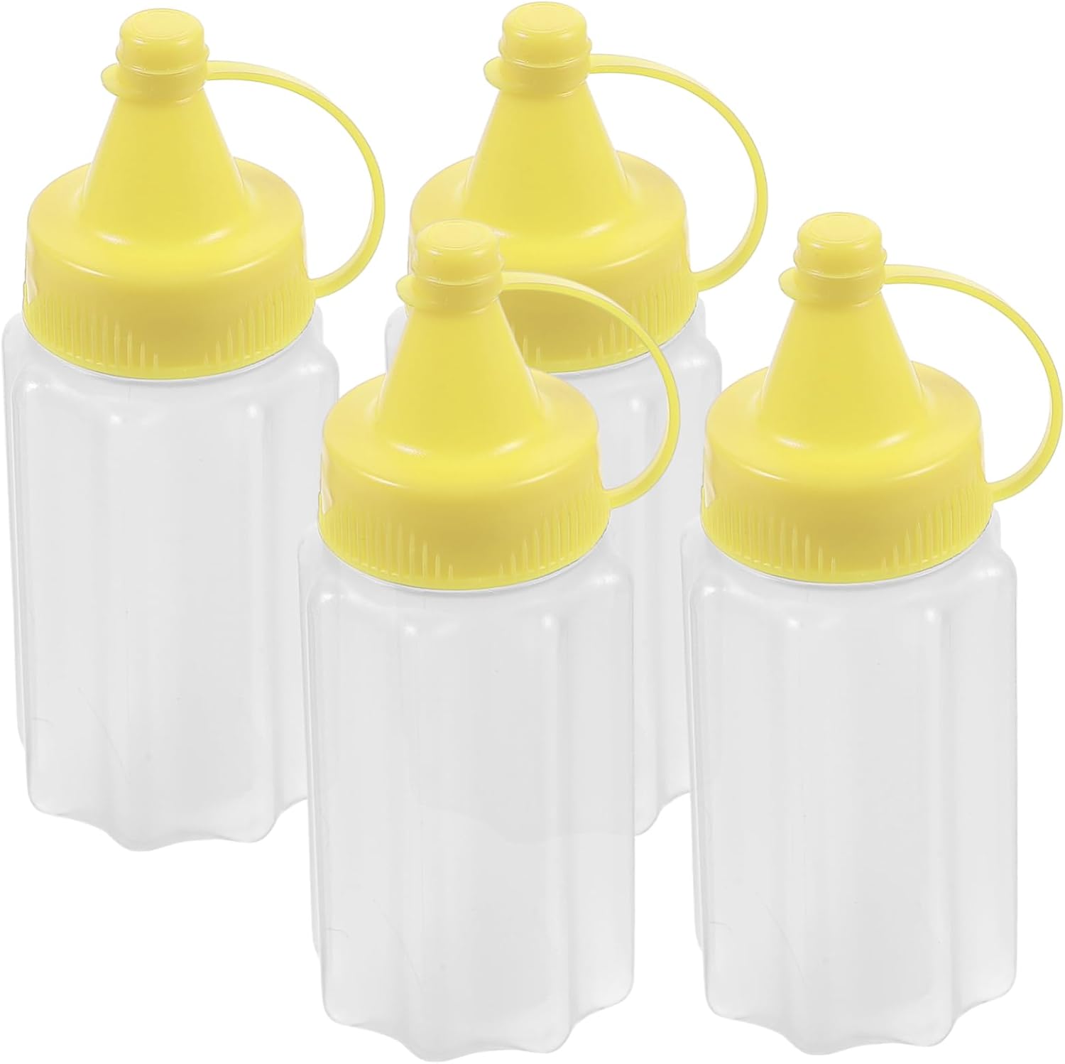 4pcs Reusable Condiment Squeeze Bottles for Ketchup Mustard Honey and Salad Dressings