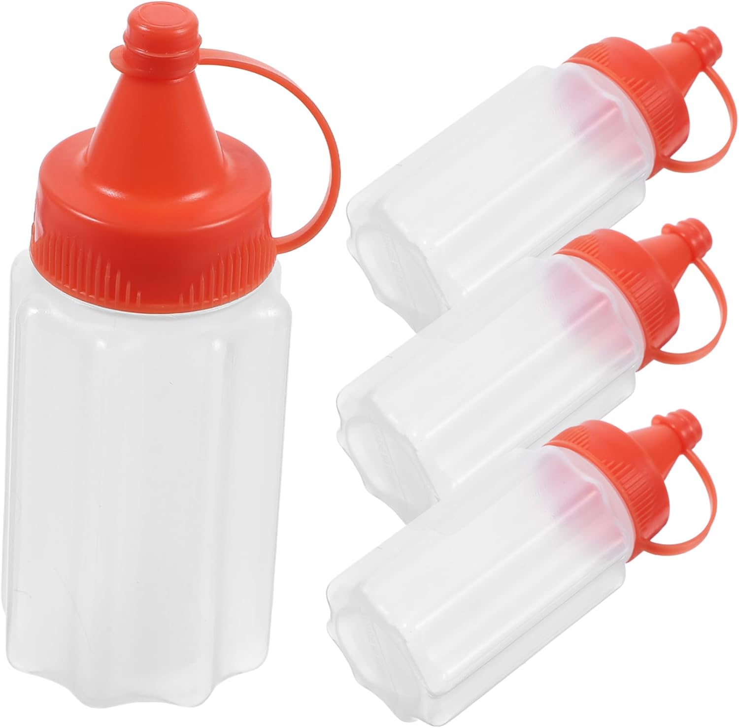 4-Pack Reusable Squeeze Bottles for Condiments - Mess-Free Space-Saving Design