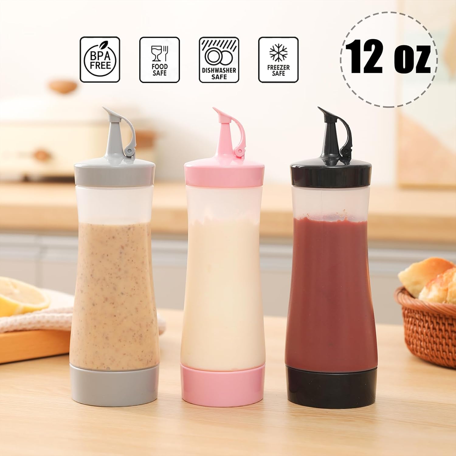 Qiuhome Squeeze Bottle Set for Condiments - 12 oz x8