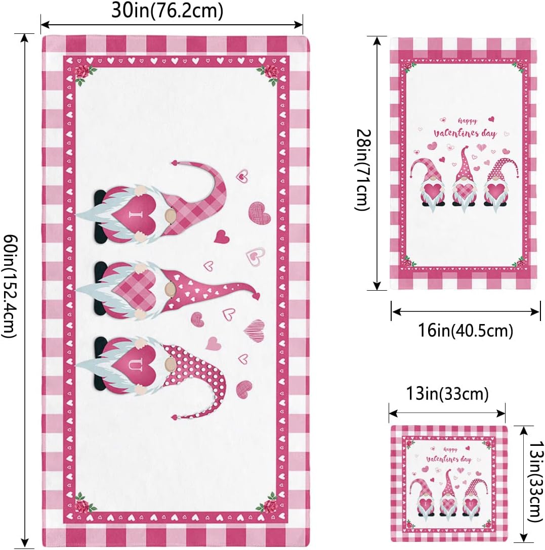 Adorable 3-Piece Check Gnomes Buffalo Border Travel Travel Towels