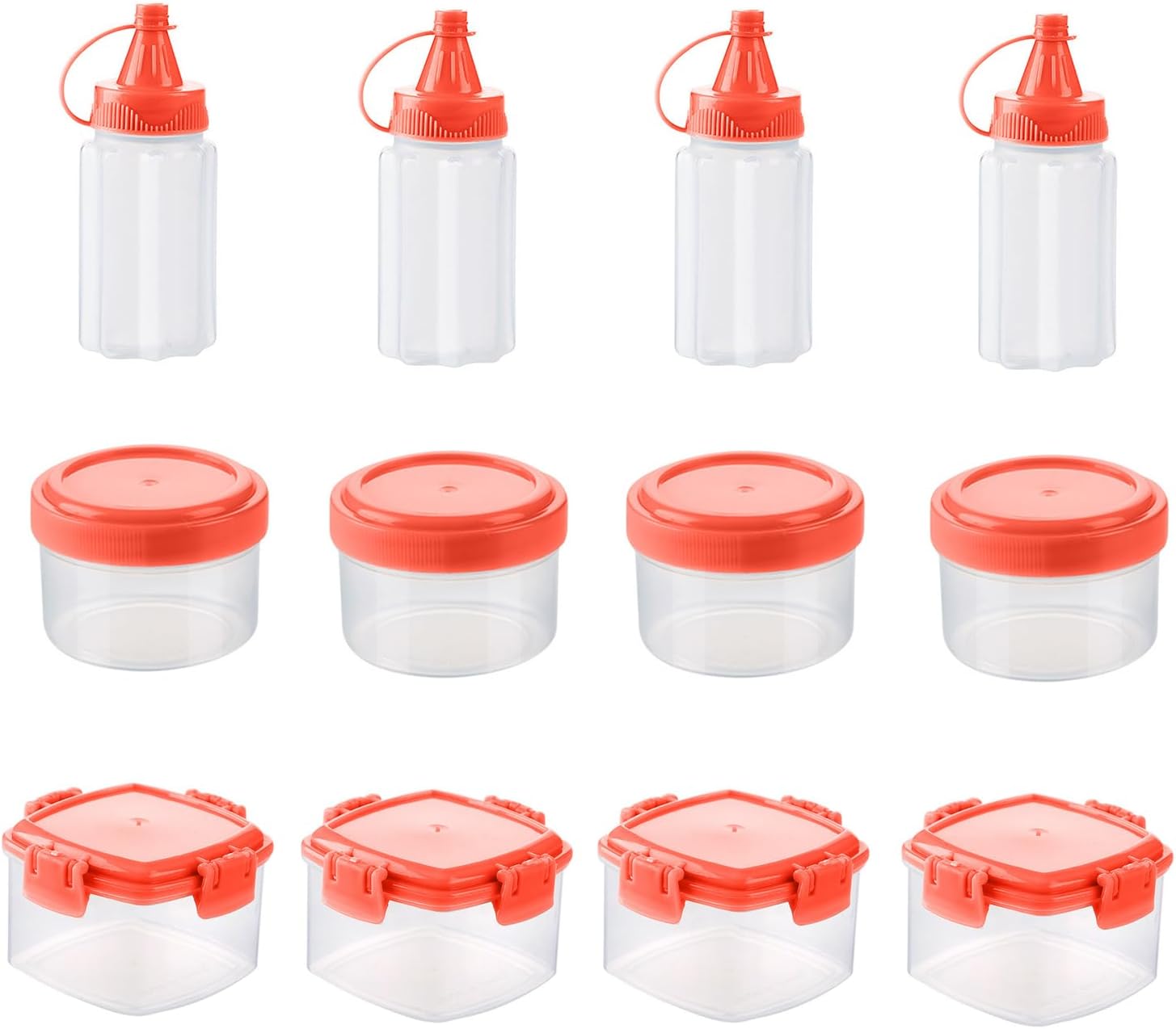 12-Piece Set of Mini Plastic Sauce Squeeze Bottles