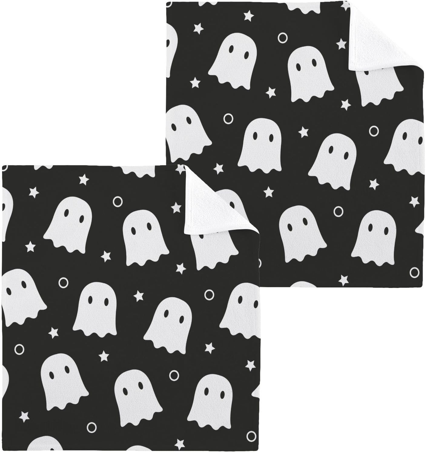 Halloween Ghost Washcloth Set - Spooky Soft Reusable Face Towels