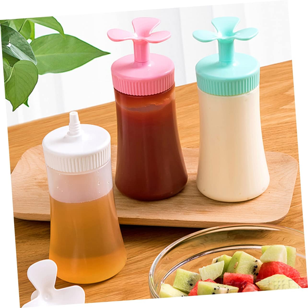 Cabilock Condiment Squeeze Bottles with Lids