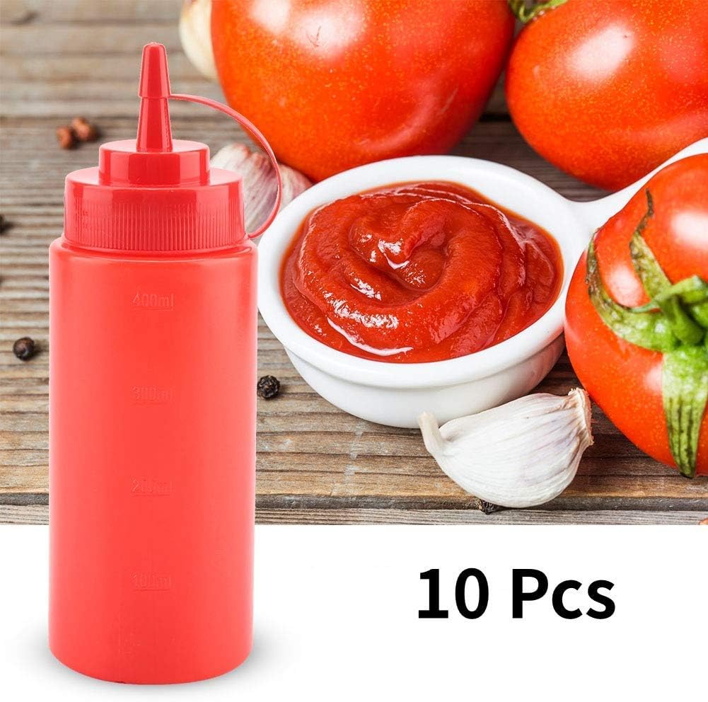 10-Piece 460ml Plastic Squeeze Condiment Bottles Dispense Oil Vinaigrette Crafts Smoothly