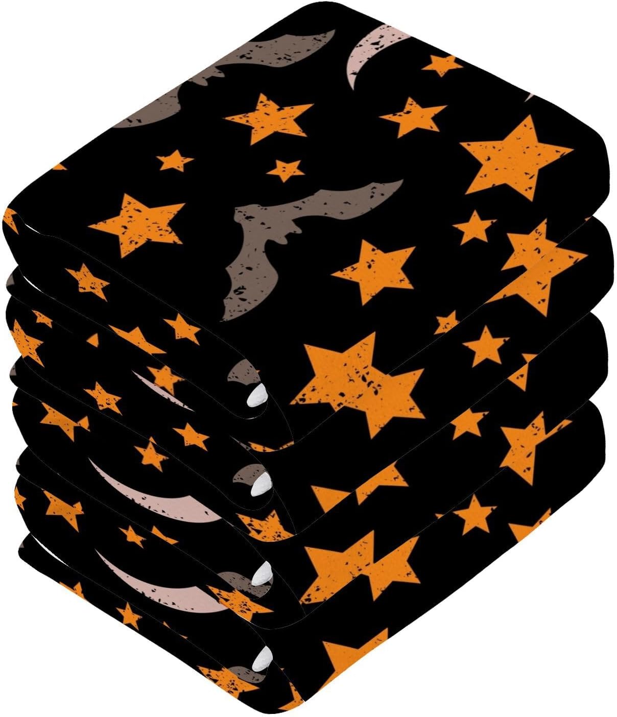 Halloween Bat Star Washcloth Set Soft Reusable 12x12 inch