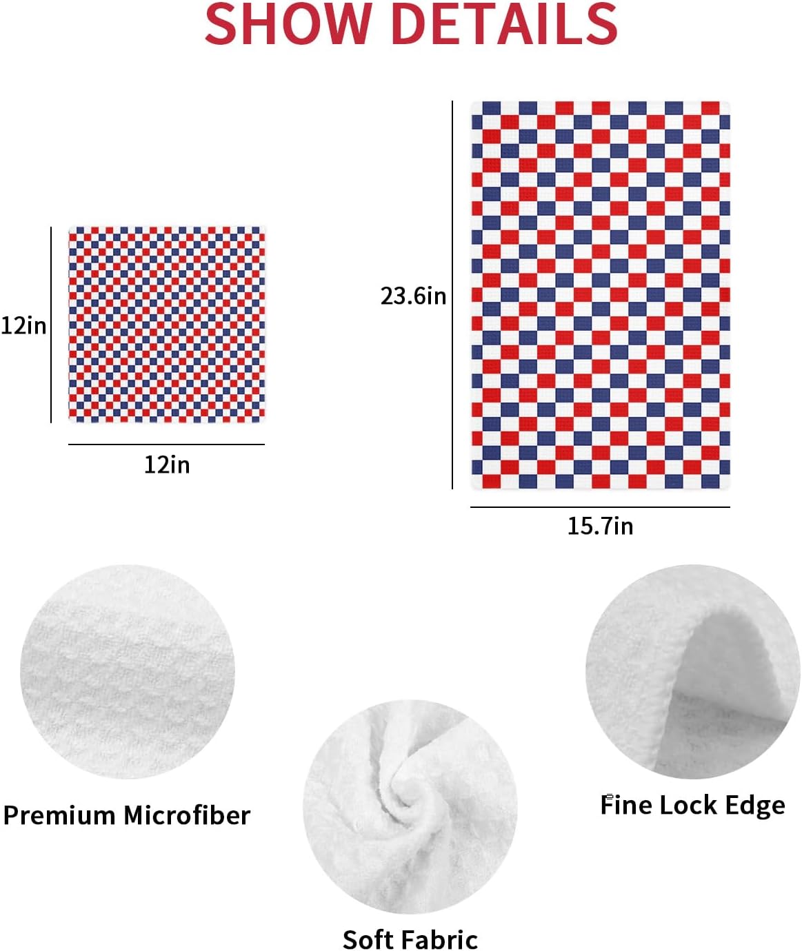 Checkered Flag Waffle Kitchen Towels Set of 3