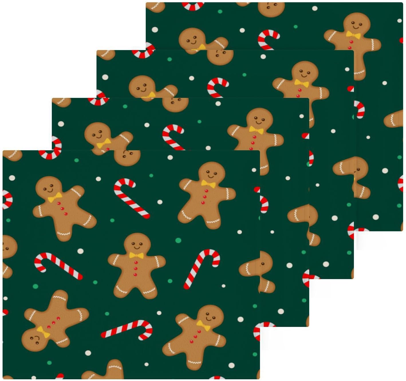 Christmas Gingerbread Man Washcloth Set 12x12 Soft Absorbent Washcloths