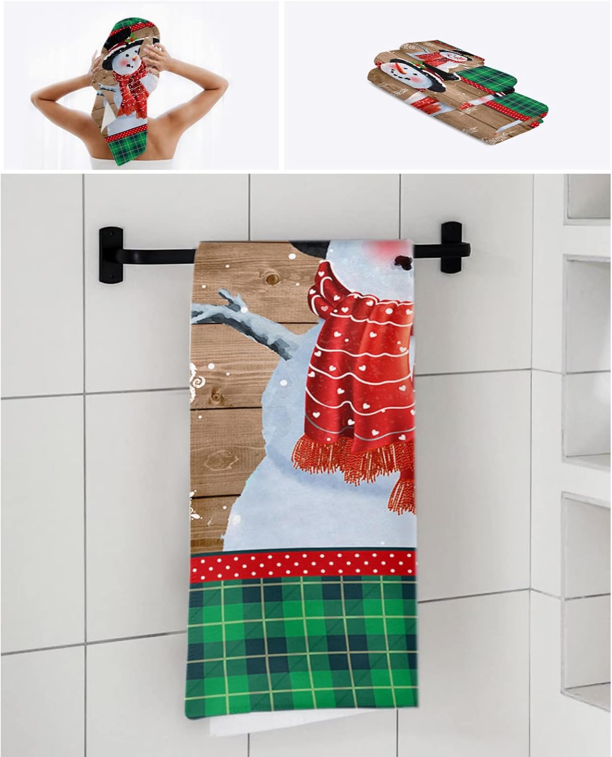 Christmas Snowman Bath Towels Set