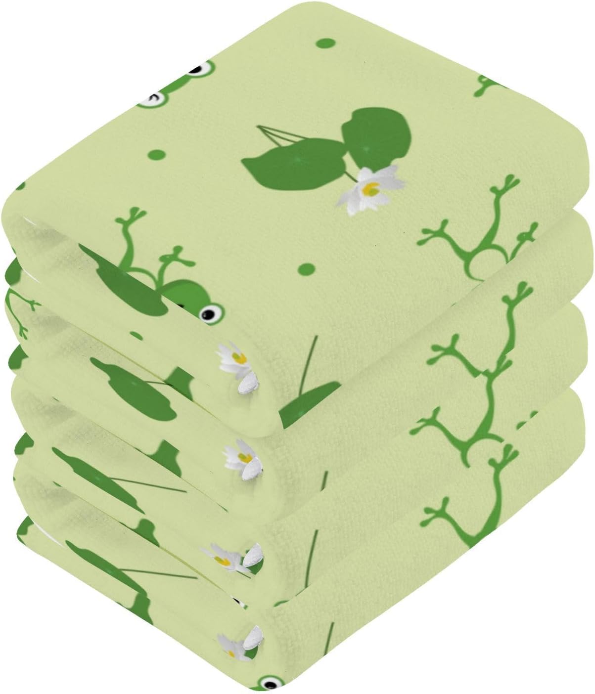 Yettasbin Cute Frog Washcloths 2 Pack Soft Absorbent Towels