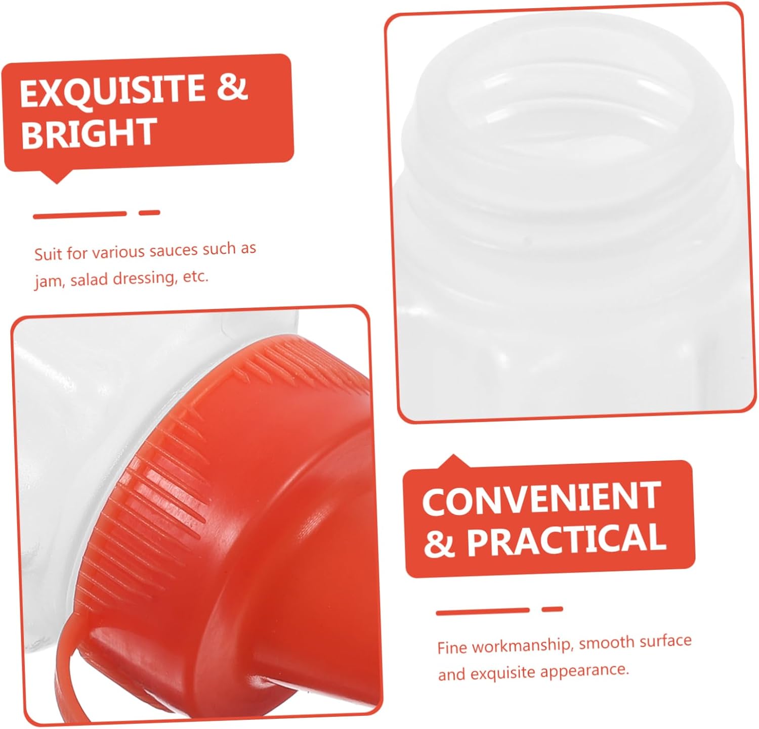 Set of 4 Condiment Squeeze Bottles for Salad Dressing and More