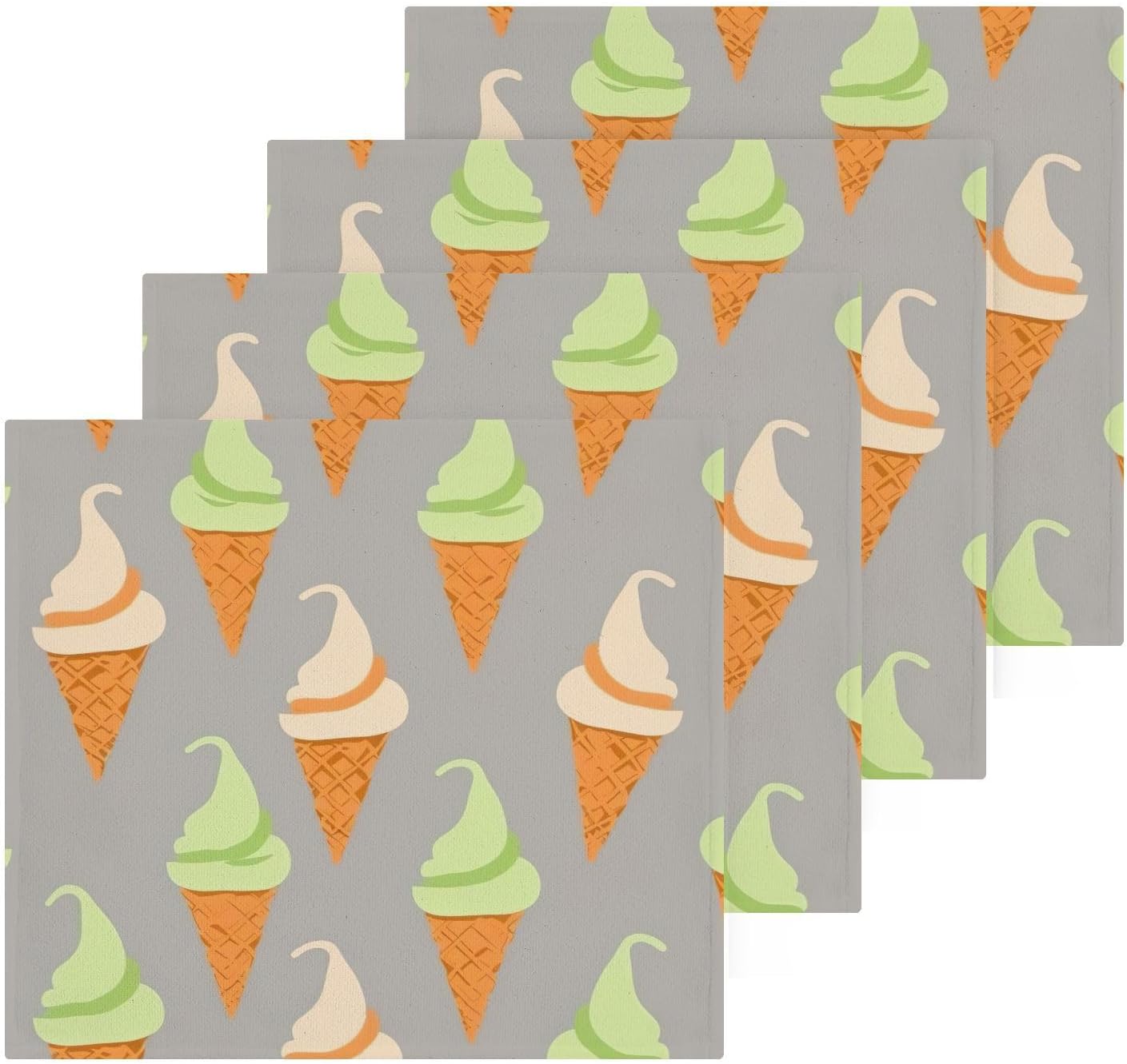 Chunky Ice Cream Cone Washcloth 2-Pack Soft Reusable