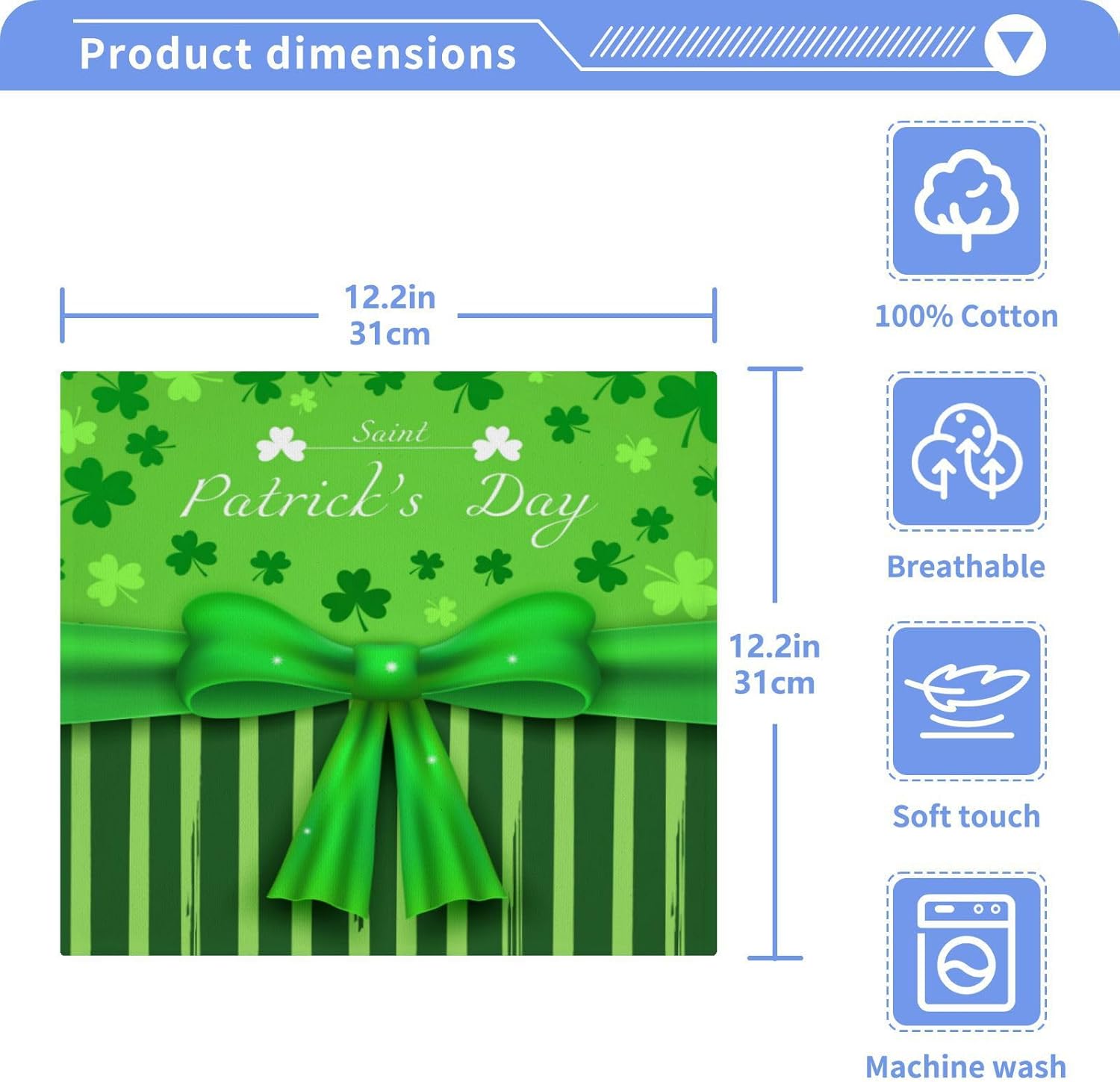 St Patricks Day Clover Washcloths - Soft Absorbent Reusable