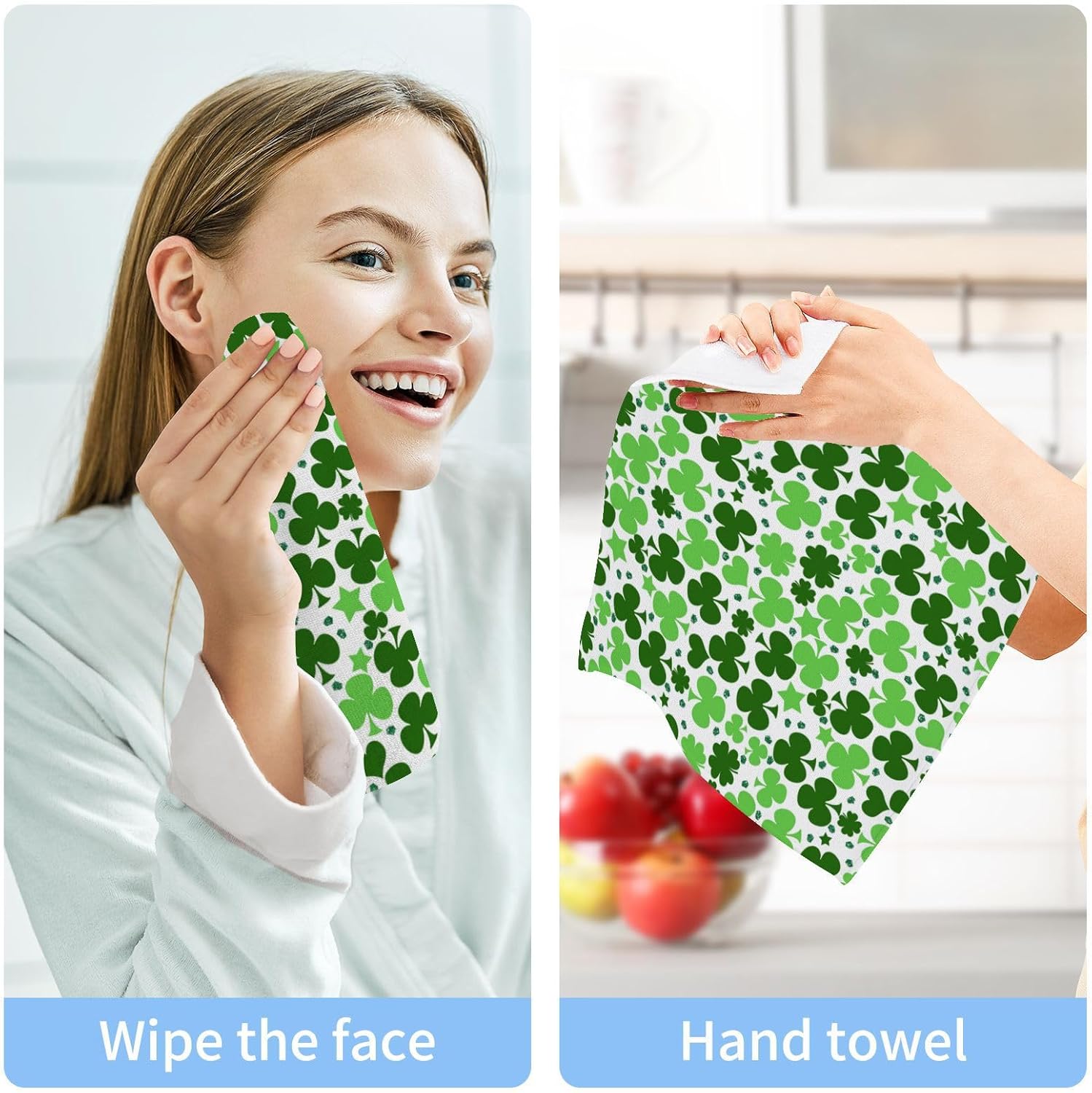 St Patricks Day Clover Washcloth Towels