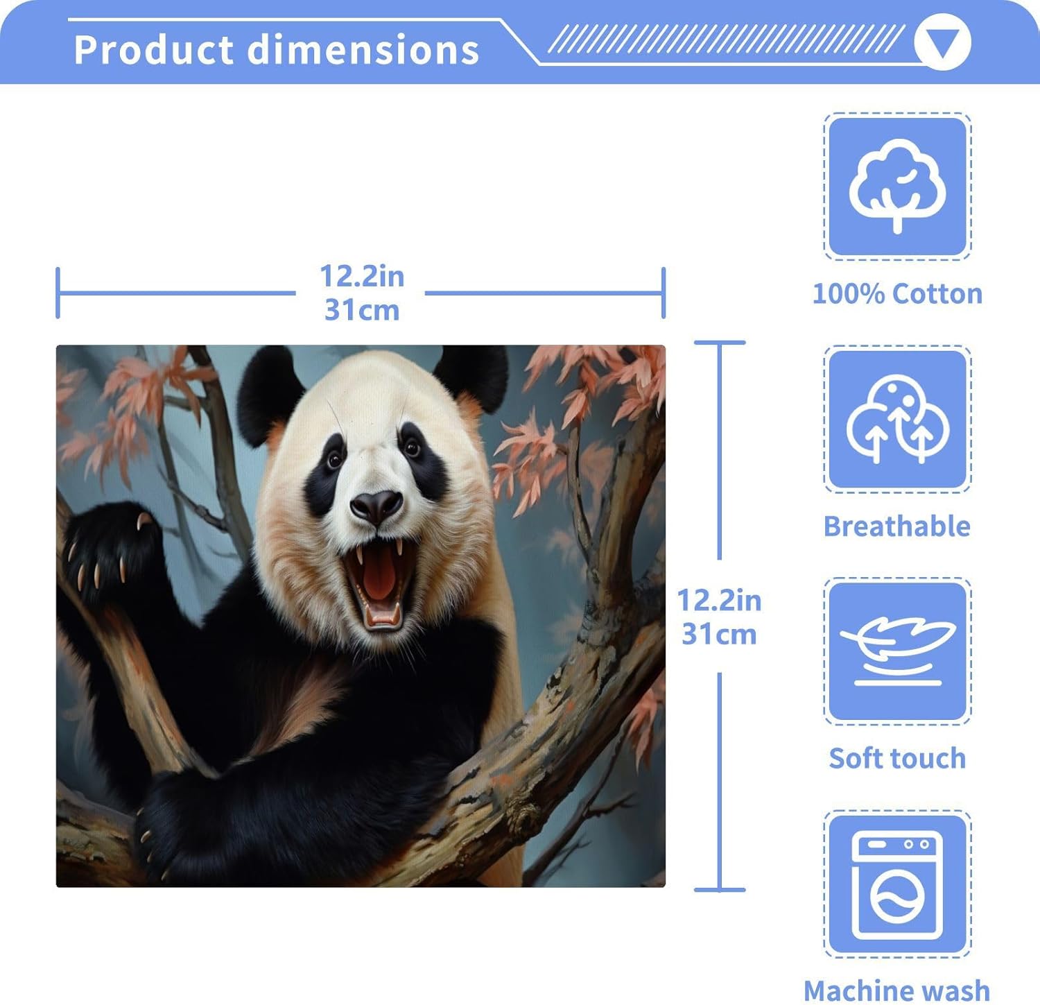 YETTASBINPanda Washcloths 2 Pack Soft Reusable Towels