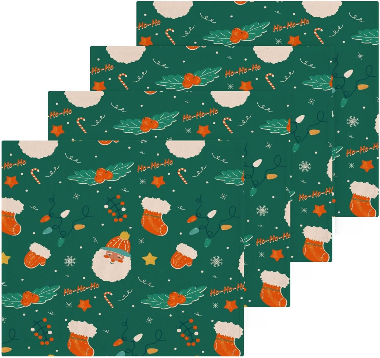 Xigua Santa Claus Green Washcloth Set for Holiday Use