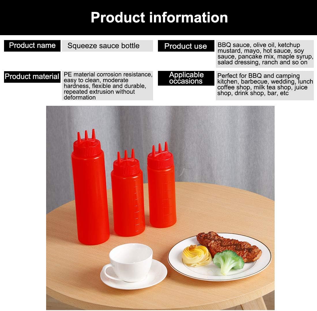 15oz Red Durable Squeeze Bottle Multi-Purpose Kitchen Tool Leak-Proof