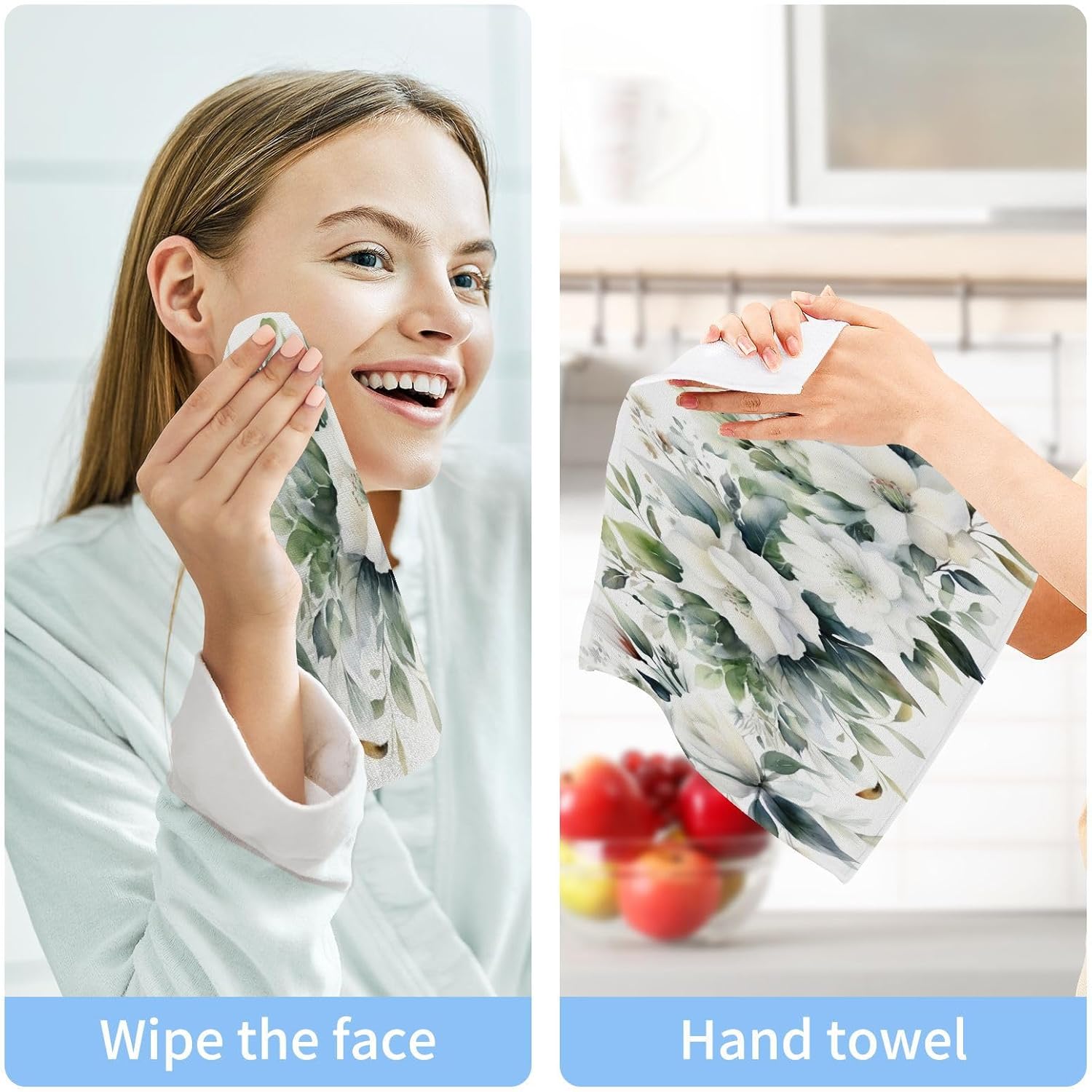 Perfect 2-Pack Yettasbin Flower Washcloths Soft Absorbent Cotton Face Towels