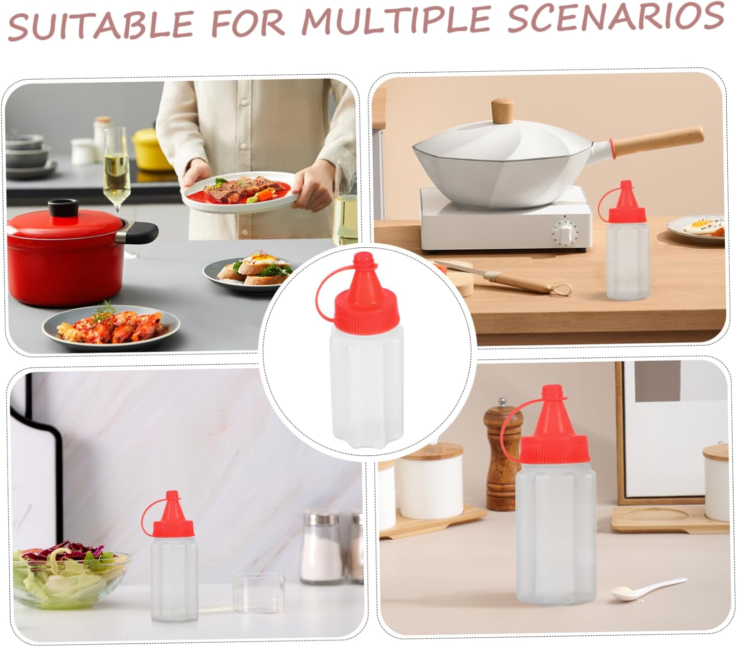 4-Piece Set - Mini Condiment Squeeze Bottles -PP Material - Light Portable