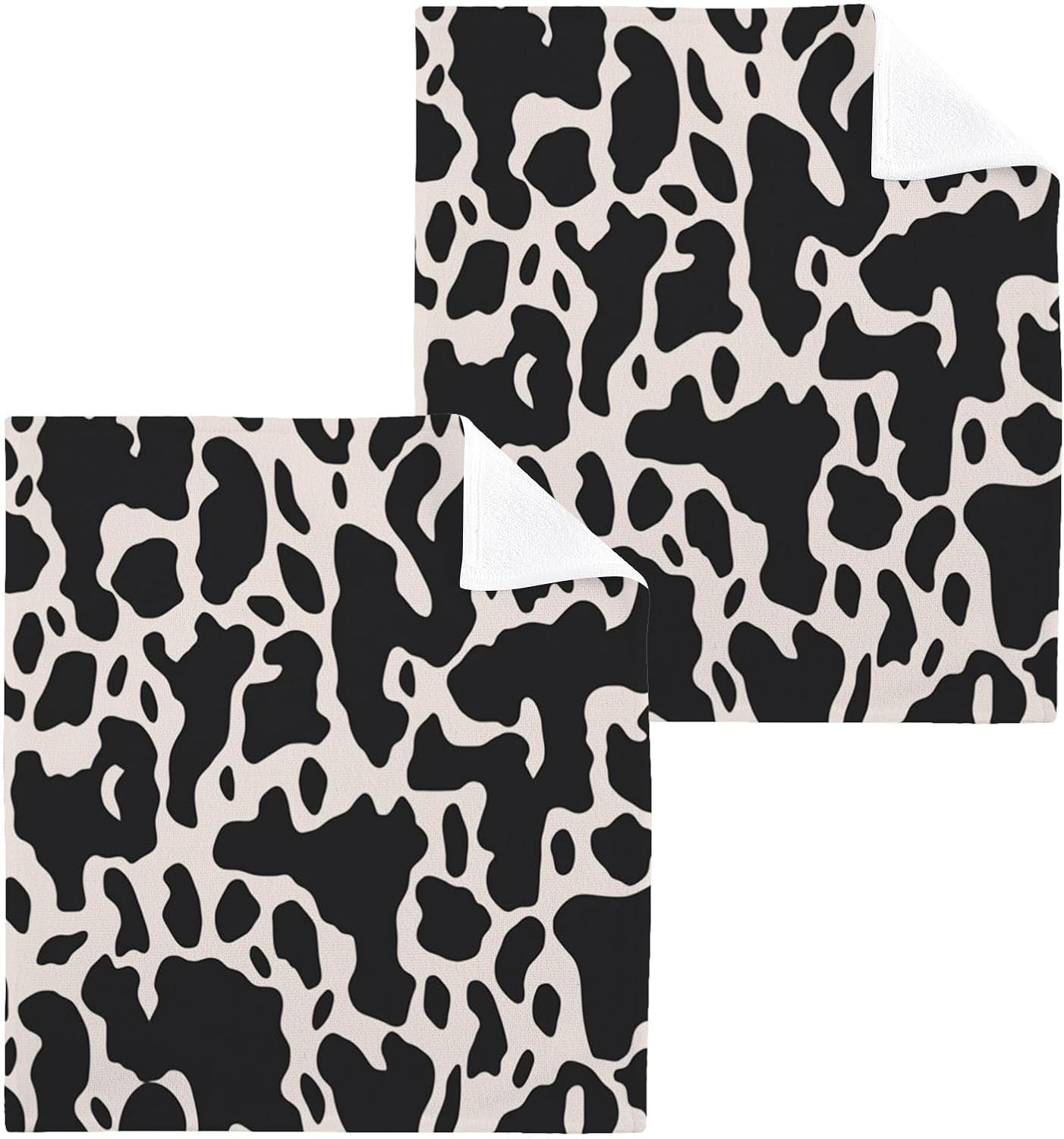Stylish Cow Print Washcloths 2-Piece Set
