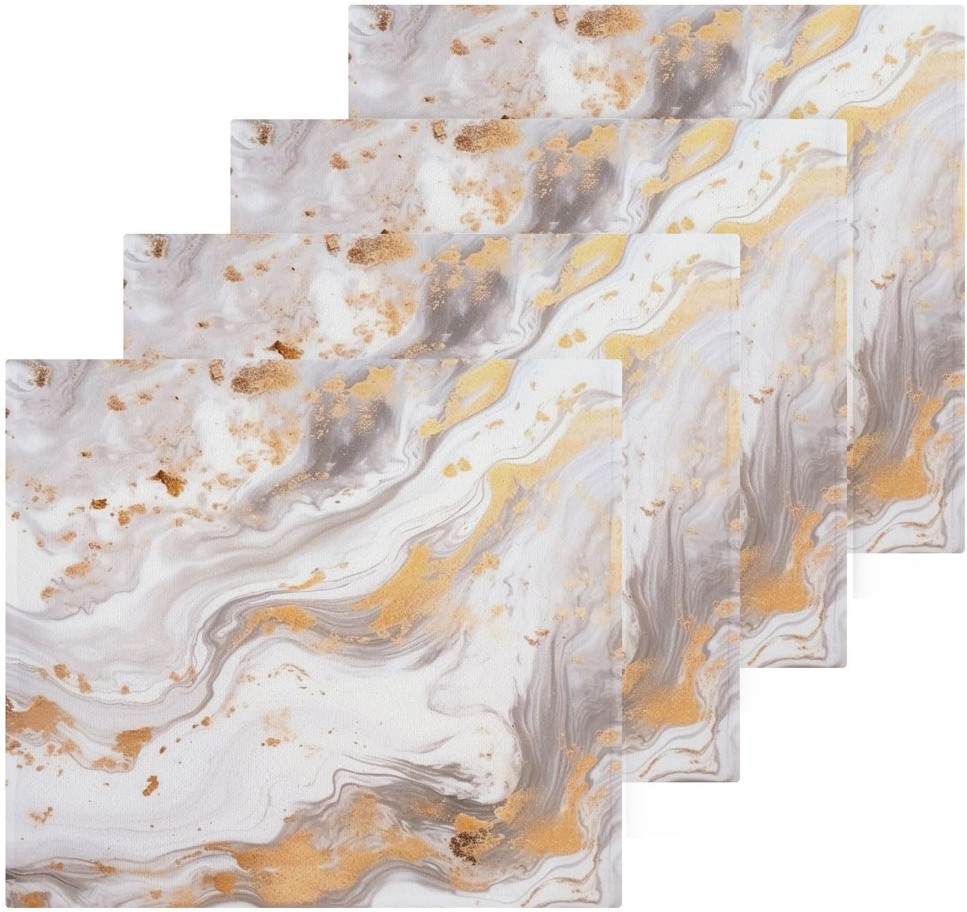 Marble Washcloth Set Soft Reusable Aesthetic Bath Towels with 12x12 Size