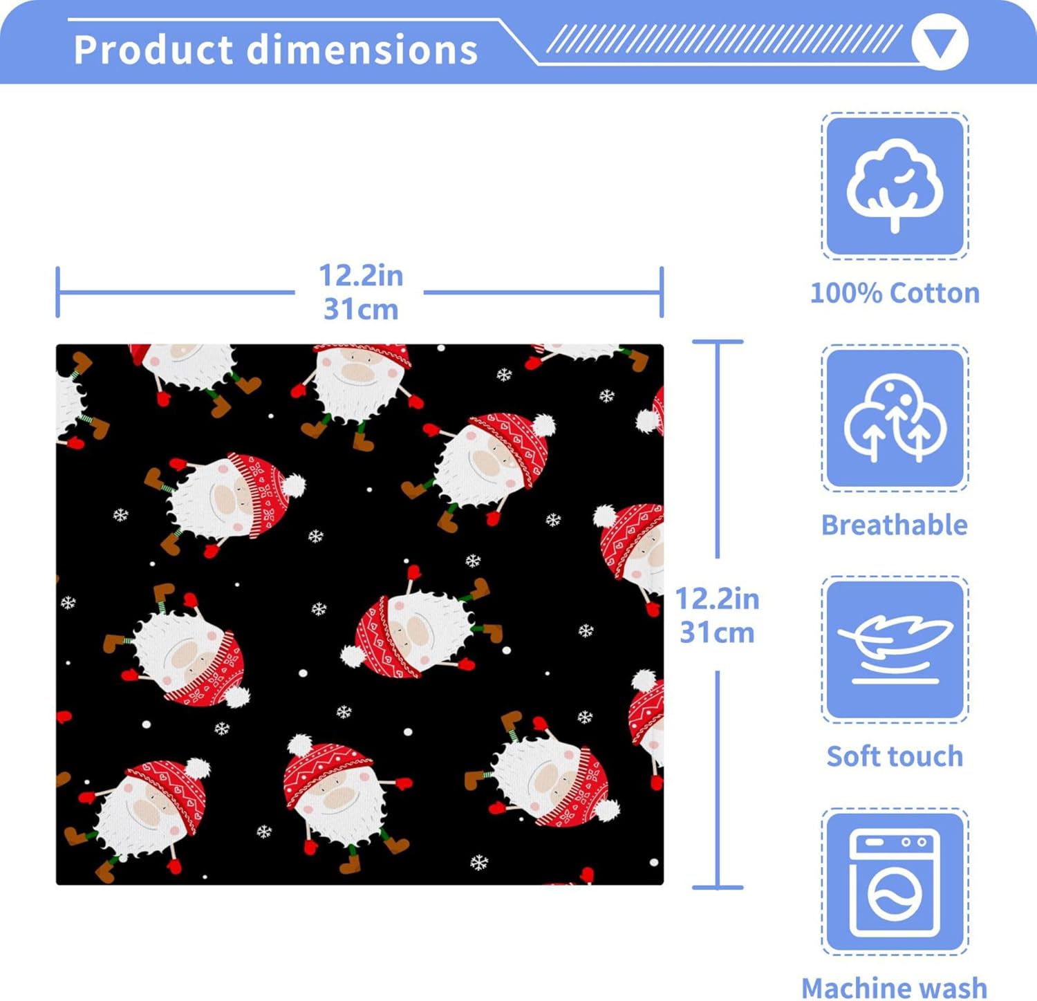 Xigua Christmas Gnomes Washcloths Set of 2 - 12 x 12 Inch 1