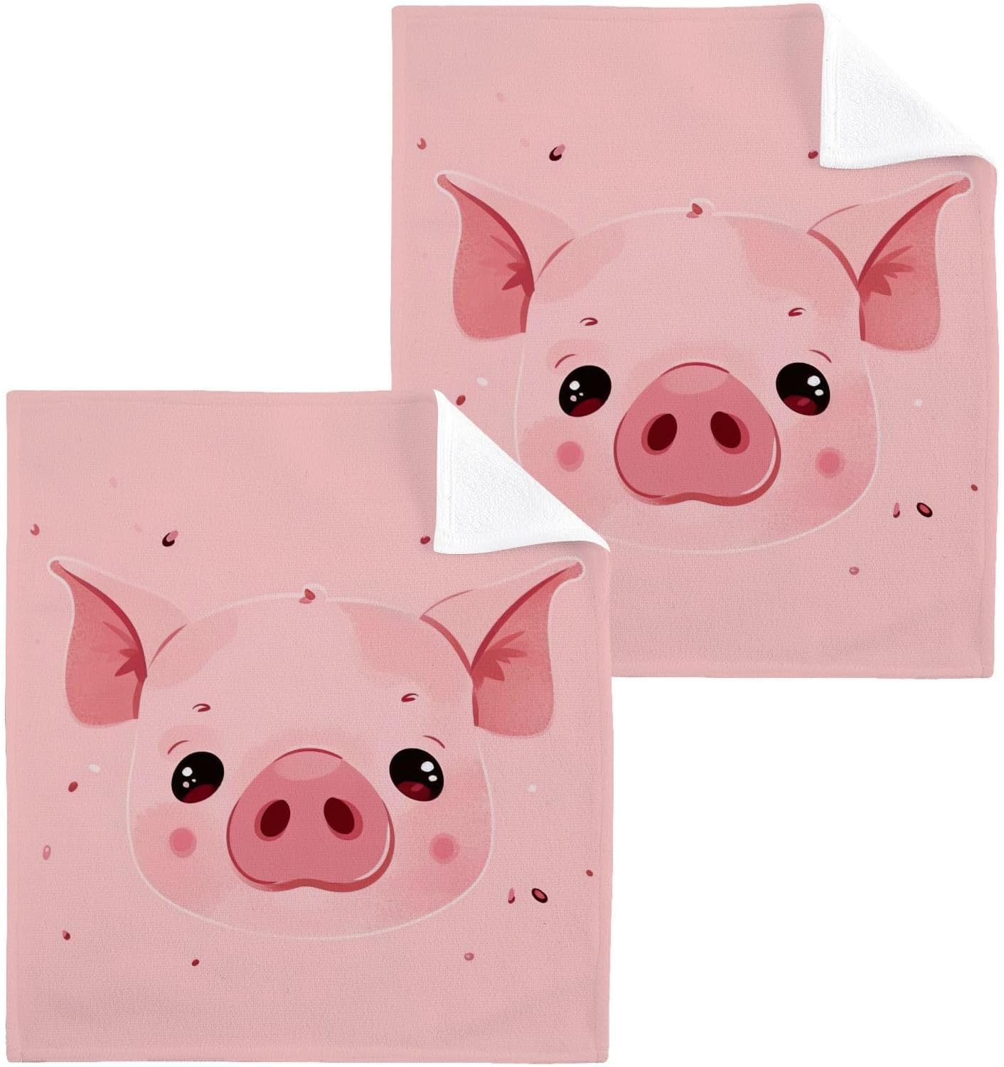 YettasBin Pink Pig Washcloth Set - Soft Absorbent Reusable for Home Travel