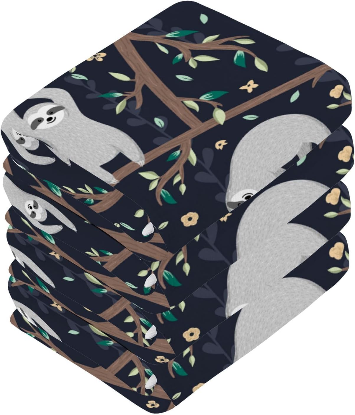 Cute Sloth Washcloth Set Soft Absorbent Baby Towels
