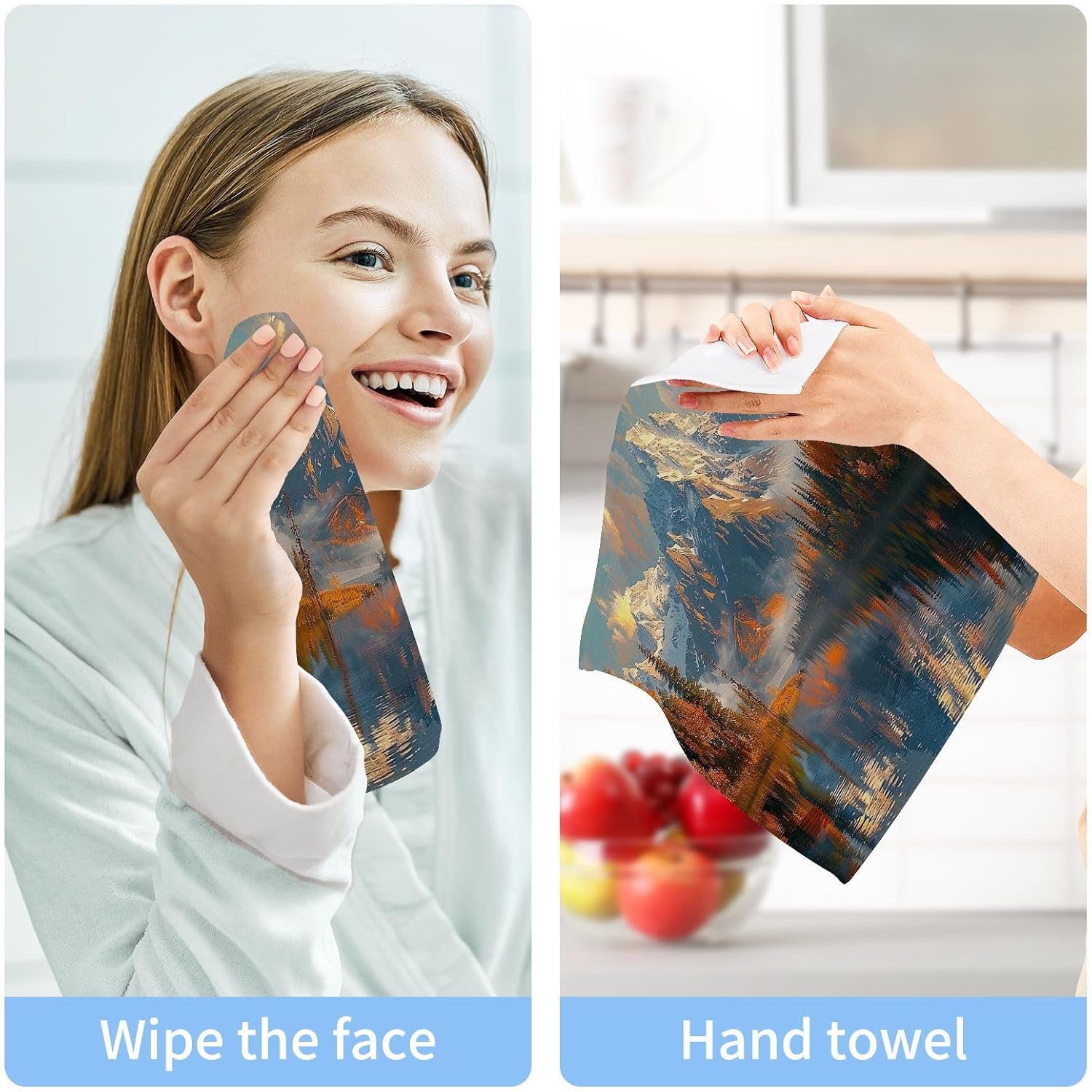 YETTASBIN Nature Mountain Washcloths 2 Pack