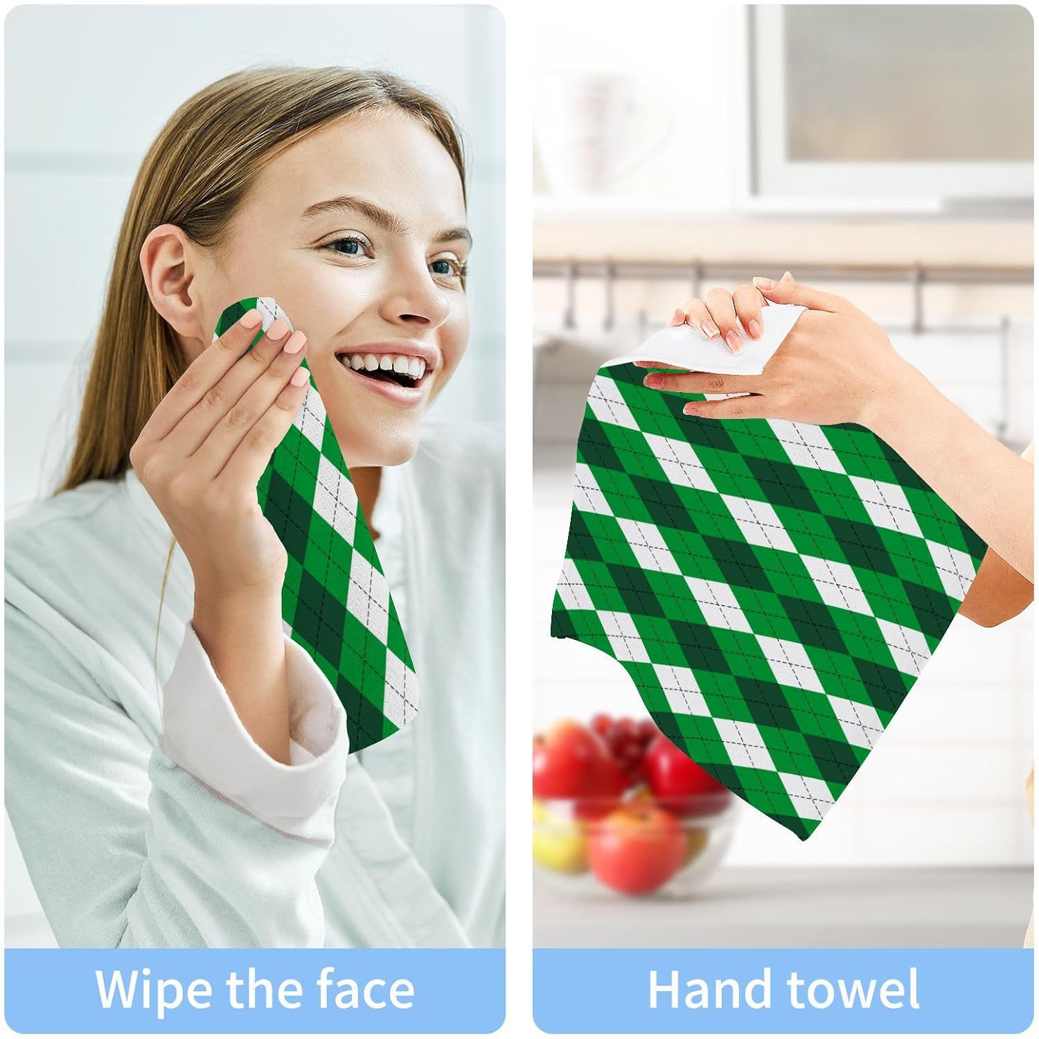 St Patricks Plaid Washcloth Set Soft PAK 2-Pack