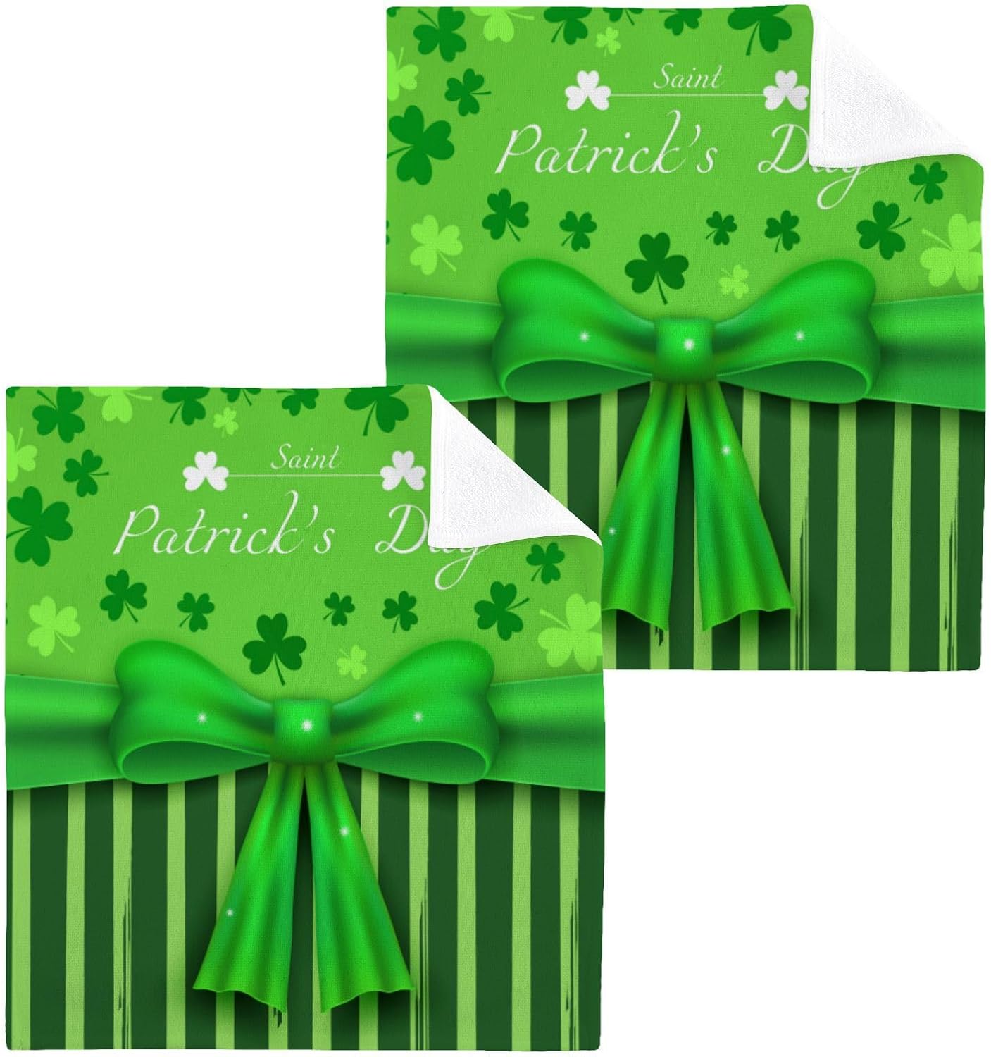 St Patricks Day Clover Washcloths - Soft Absorbent Reusable