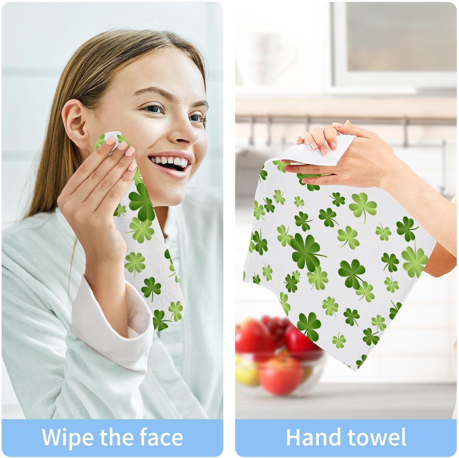 St Patricks Day Clover Washcloths for Home and Kids