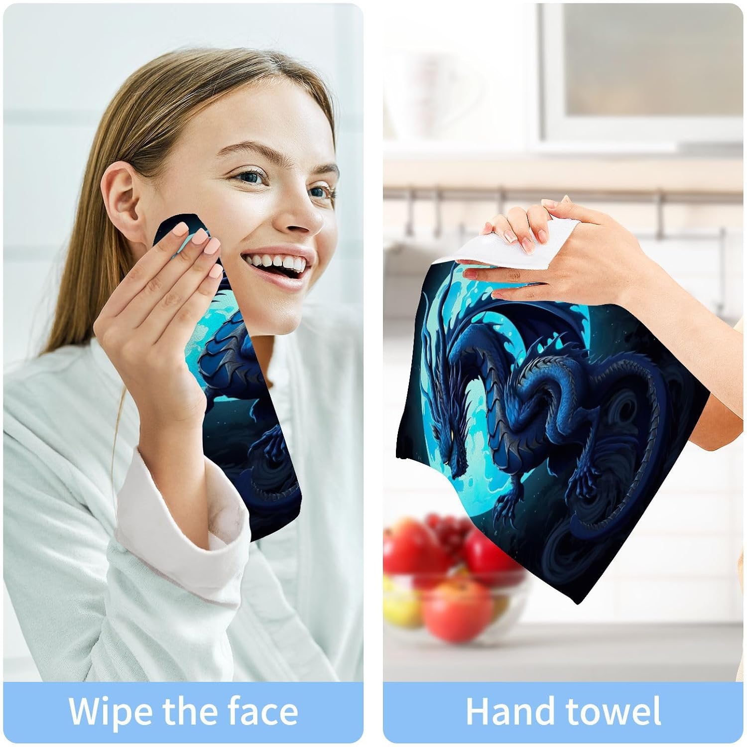The YettasBin Scary Dragon Face Towels