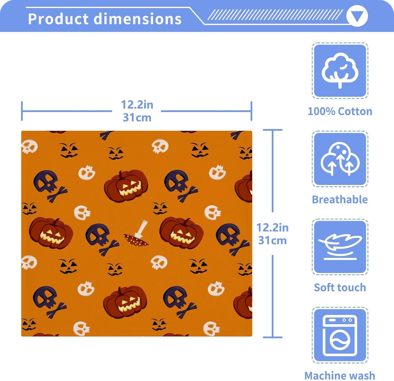 Halloween Pumpkin Skull Washcloths 2 Pack