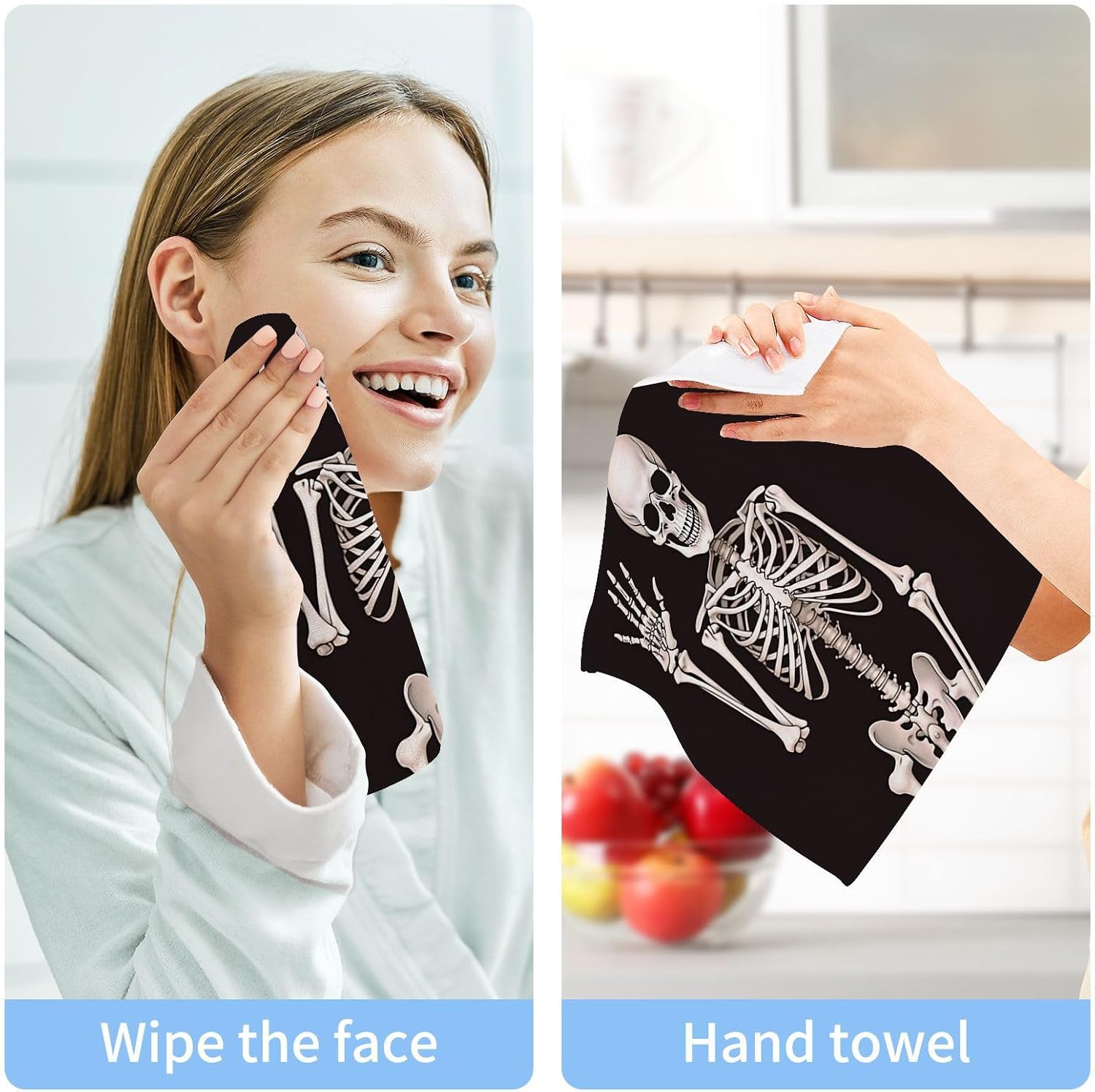 2-Pack Mini Skeleton Towels for Multi-Purpose Use