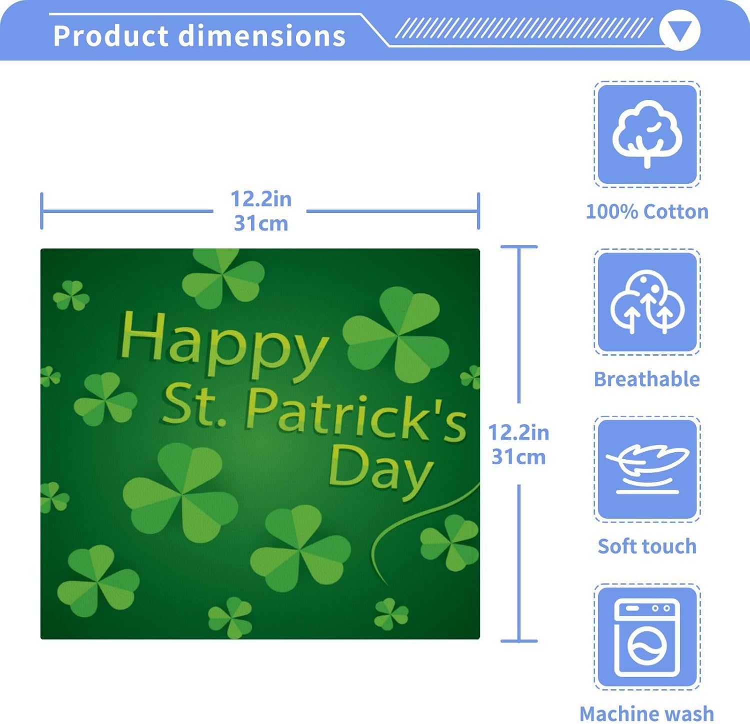 St Patricks Day Shamrock Washcloth Set 2-Pack