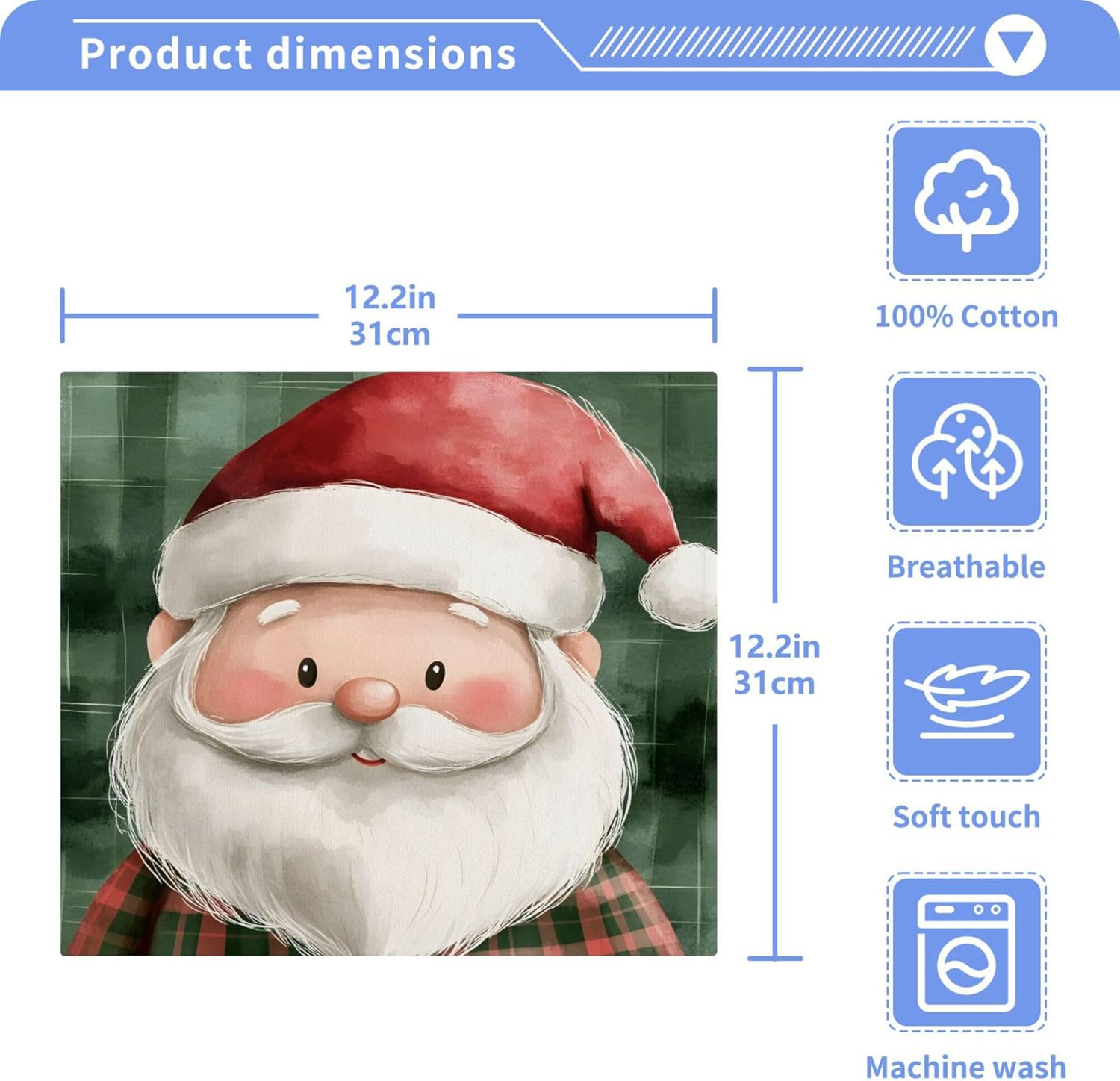 Xigua Santa Claus Washcloth Set 2-12 x 12
