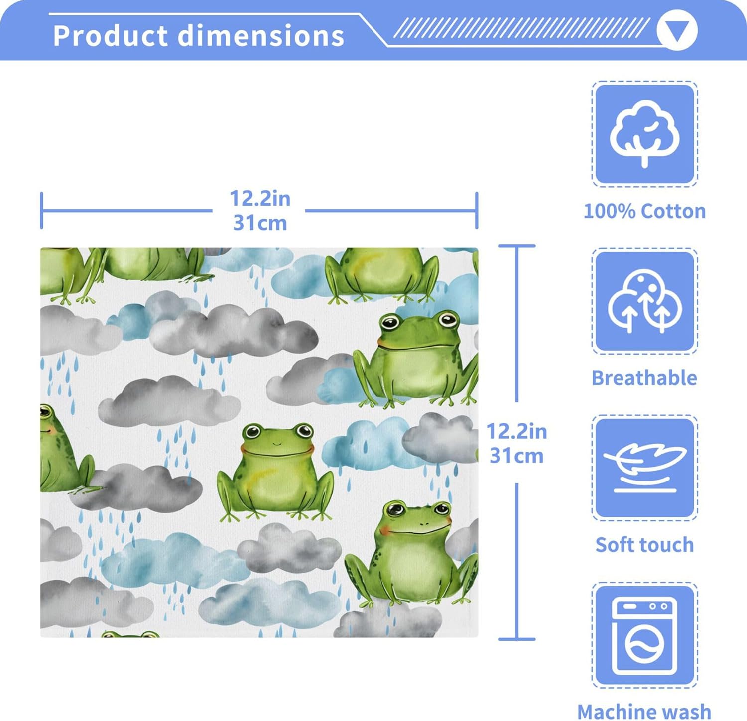 Cute Soft 12x12 Washcloths FJDENG Frog Face Towels for BATH GYM SPA